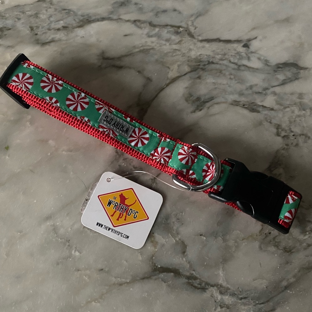 🎄 🐶  WORTHY DOG Peppermint Dog Collar, NWT - Picture 2 of 3